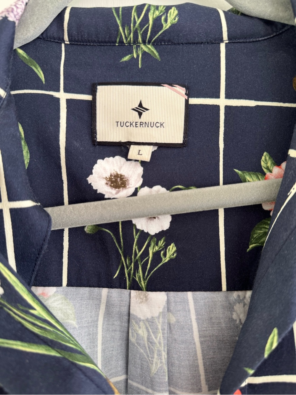 Tuckernuck Navy Floral Grid Tunic Dress - Picture 3 of 3